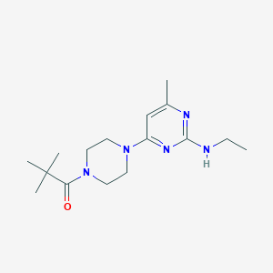 molecular formula C16H27N5O B5534391 4-[4-(2,2-dimethylpropanoyl)-1-piperazinyl]-N-ethyl-6-methyl-2-pyrimidinamine 