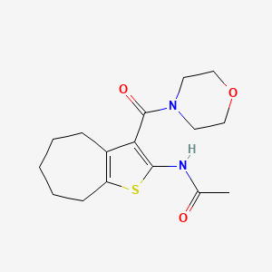 molecular formula C16H22N2O3S B5534425 N-[3-(4-morpholinylcarbonyl)-5,6,7,8-tetrahydro-4H-cyclohepta[b]thien-2-yl]acetamide 