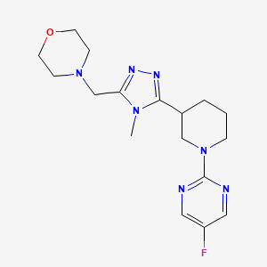 molecular formula C17H24FN7O B5534467 4-({5-[1-(5-fluoropyrimidin-2-yl)piperidin-3-yl]-4-methyl-4H-1,2,4-triazol-3-yl}methyl)morpholine 