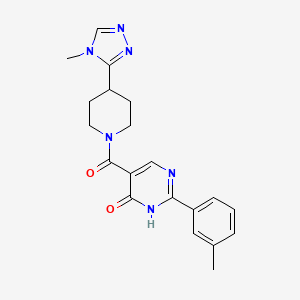 molecular formula C20H22N6O2 B5534543 2-(3-methylphenyl)-5-{[4-(4-methyl-4H-1,2,4-triazol-3-yl)piperidin-1-yl]carbonyl}pyrimidin-4-ol 