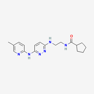 molecular formula C18H24N6O B5534547 N-[2-({6-[(5-methyl-2-pyridinyl)amino]-3-pyridazinyl}amino)ethyl]cyclopentanecarboxamide 