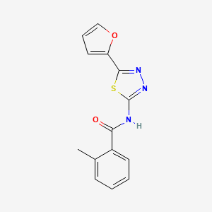 molecular formula C14H11N3O2S B5534550 N-[5-(2-furyl)-1,3,4-thiadiazol-2-yl]-2-methylbenzamide 