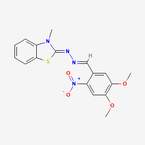 molecular formula C17H16N4O4S B5534566 4,5-dimethoxy-2-nitrobenzaldehyde (3-methyl-1,3-benzothiazol-2(3H)-ylidene)hydrazone 