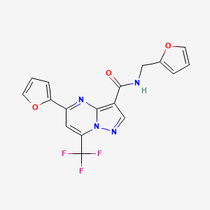 molecular formula C17H11F3N4O3 B5534590 5-(2-furyl)-N-(2-furylmethyl)-7-(trifluoromethyl)pyrazolo[1,5-a]pyrimidine-3-carboxamide 
