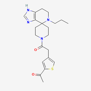 molecular formula C21H28N4O2S B5534610 1-{4-[2-oxo-2-(5-propyl-1,5,6,7-tetrahydro-1'H-spiro[imidazo[4,5-c]pyridine-4,4'-piperidin]-1'-yl)ethyl]-2-thienyl}ethanone 