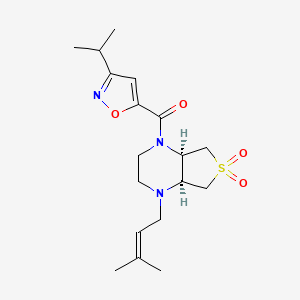 molecular formula C18H27N3O4S B5534625 (4aS*,7aR*)-1-[(3-isopropyl-5-isoxazolyl)carbonyl]-4-(3-methyl-2-buten-1-yl)octahydrothieno[3,4-b]pyrazine 6,6-dioxide 