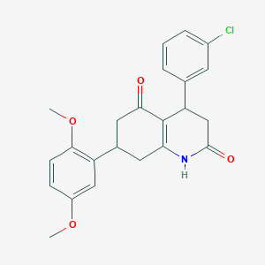 molecular formula C23H22ClNO4 B5534648 4-(3-chlorophenyl)-7-(2,5-dimethoxyphenyl)-4,6,7,8-tetrahydro-2,5(1H,3H)-quinolinedione 