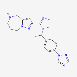 molecular formula C20H22N8 B5534650 2-(1-{1-[4-(1H-1,2,4-triazol-1-yl)phenyl]ethyl}-1H-imidazol-2-yl)-5,6,7,8-tetrahydro-4H-pyrazolo[1,5-a][1,4]diazepine dihydrochloride 