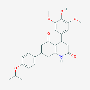 molecular formula C26H29NO6 B5534675 4-(4-hydroxy-3,5-dimethoxyphenyl)-7-(4-isopropoxyphenyl)-4,6,7,8-tetrahydro-2,5(1H,3H)-quinolinedione 