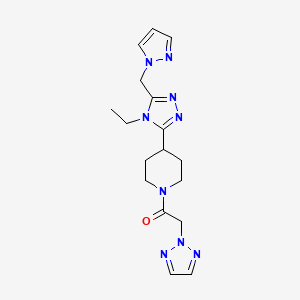 molecular formula C17H23N9O B5534681 4-[4-ethyl-5-(1H-pyrazol-1-ylmethyl)-4H-1,2,4-triazol-3-yl]-1-(2H-1,2,3-triazol-2-ylacetyl)piperidine 