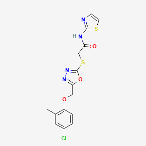 molecular formula C15H13ClN4O3S2 B5534713 2-({5-[(4-chloro-2-methylphenoxy)methyl]-1,3,4-oxadiazol-2-yl}thio)-N-1,3-thiazol-2-ylacetamide 