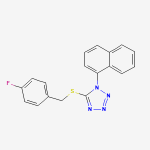 molecular formula C18H13FN4S B5534738 5-[(4-fluorobenzyl)thio]-1-(1-naphthyl)-1H-tetrazole 