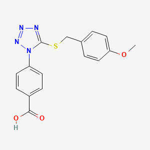 molecular formula C16H14N4O3S B5534786 4-{5-[(4-methoxybenzyl)thio]-1H-tetrazol-1-yl}benzoic acid 