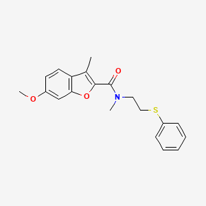 molecular formula C20H21NO3S B5534796 6-methoxy-N,3-dimethyl-N-[2-(phenylthio)ethyl]-1-benzofuran-2-carboxamide 