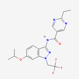 molecular formula C19H20F3N5O2 B5534813 2-ethyl-N-[6-isopropoxy-1-(2,2,2-trifluoroethyl)-1H-indazol-3-yl]pyrimidine-5-carboxamide 