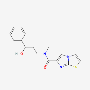 molecular formula C16H17N3O2S B5534887 N-(3-hydroxy-3-phenylpropyl)-N-methylimidazo[2,1-b][1,3]thiazole-6-carboxamide 