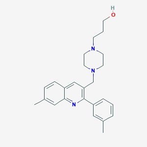 molecular formula C25H31N3O B5534963 3-(4-{[7-methyl-2-(3-methylphenyl)-3-quinolinyl]methyl}-1-piperazinyl)-1-propanol 