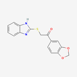 molecular formula C16H12N2O3S B5534971 2-(1H-benzimidazol-2-ylthio)-1-(1,3-benzodioxol-5-yl)ethanone 