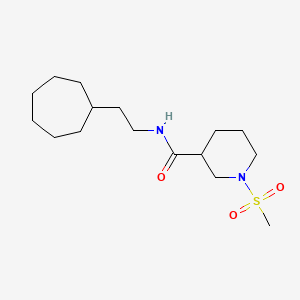 molecular formula C16H30N2O3S B5534977 N-(2-cycloheptylethyl)-1-(methylsulfonyl)-3-piperidinecarboxamide 