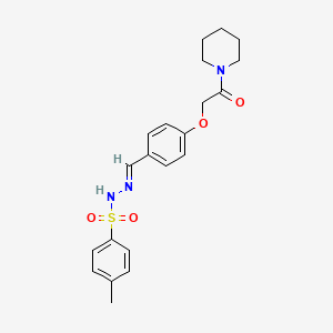 molecular formula C21H25N3O4S B5534978 4-methyl-N'-{4-[2-oxo-2-(1-piperidinyl)ethoxy]benzylidene}benzenesulfonohydrazide 