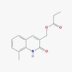 molecular formula C14H15NO3 B5534985 (2-hydroxy-8-methyl-3-quinolinyl)methyl propionate 