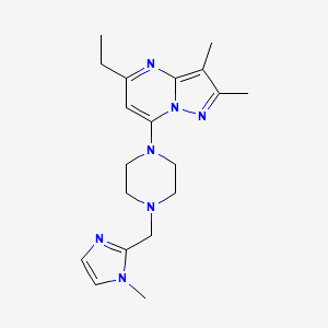 molecular formula C19H27N7 B5535026 5-ethyl-2,3-dimethyl-7-{4-[(1-methyl-1H-imidazol-2-yl)methyl]piperazin-1-yl}pyrazolo[1,5-a]pyrimidine 