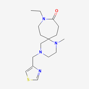 molecular formula C16H26N4OS B5535034 9-ethyl-1-methyl-4-(1,3-thiazol-4-ylmethyl)-1,4,9-triazaspiro[5.6]dodecan-10-one 