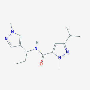 molecular formula C15H23N5O B5535094 3-isopropyl-1-methyl-N-[1-(1-methyl-1H-pyrazol-4-yl)propyl]-1H-pyrazole-5-carboxamide 
