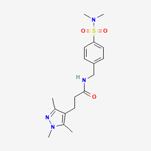 molecular formula C18H26N4O3S B5535104 N-{4-[(dimethylamino)sulfonyl]benzyl}-3-(1,3,5-trimethyl-1H-pyrazol-4-yl)propanamide 