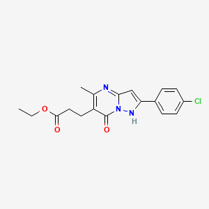 molecular formula C18H18ClN3O3 B5535113 ethyl 3-[2-(4-chlorophenyl)-7-hydroxy-5-methylpyrazolo[1,5-a]pyrimidin-6-yl]propanoate 
