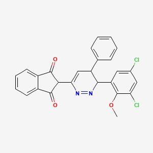 molecular formula C26H18Cl2N2O3 B5535178 2-[6-(3,5-dichloro-2-methoxyphenyl)-5-phenyl-5,6-dihydro-3-pyridazinyl]-1H-indene-1,3(2H)-dione 