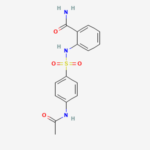 molecular formula C15H15N3O4S B5535253 2-({[4-(acetylamino)phenyl]sulfonyl}amino)benzamide 