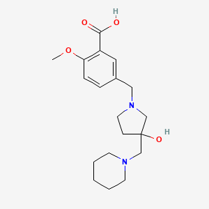 molecular formula C19H28N2O4 B5535297 5-{[3-hydroxy-3-(piperidin-1-ylmethyl)pyrrolidin-1-yl]methyl}-2-methoxybenzoic acid 