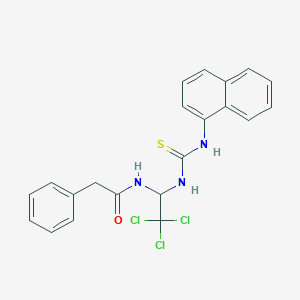 molecular formula C21H18Cl3N3OS B5535303 2-phenyl-N-(2,2,2-trichloro-1-{[(1-naphthylamino)carbonothioyl]amino}ethyl)acetamide 