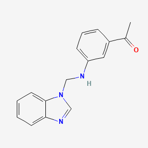 molecular formula C16H15N3O B5535325 1-{3-[(1H-benzimidazol-1-ylmethyl)amino]phenyl}ethanone 