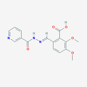 molecular formula C16H15N3O5 B5535349 2,3-dimethoxy-6-[2-(3-pyridinylcarbonyl)carbonohydrazonoyl]benzoic acid 