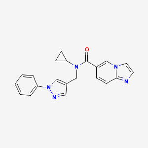molecular formula C21H19N5O B5535355 N-cyclopropyl-N-[(1-phenyl-1H-pyrazol-4-yl)methyl]imidazo[1,2-a]pyridine-6-carboxamide 