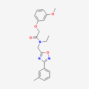 molecular formula C21H23N3O4 B5535364 N-ethyl-2-(3-methoxyphenoxy)-N-{[3-(3-methylphenyl)-1,2,4-oxadiazol-5-yl]methyl}acetamide 