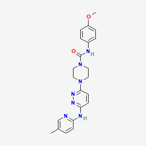 molecular formula C22H25N7O2 B5535403 N-(4-methoxyphenyl)-4-{6-[(5-methyl-2-pyridinyl)amino]-3-pyridazinyl}-1-piperazinecarboxamide 