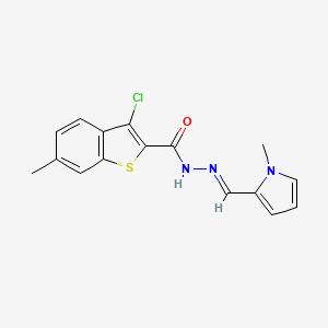 molecular formula C16H14ClN3OS B5535416 3-chloro-6-methyl-N'-[(1-methyl-1H-pyrrol-2-yl)methylene]-1-benzothiophene-2-carbohydrazide 