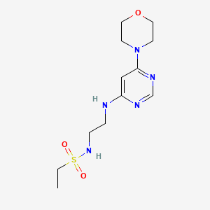 molecular formula C12H21N5O3S B5535430 N-(2-{[6-(4-morpholinyl)-4-pyrimidinyl]amino}ethyl)ethanesulfonamide 