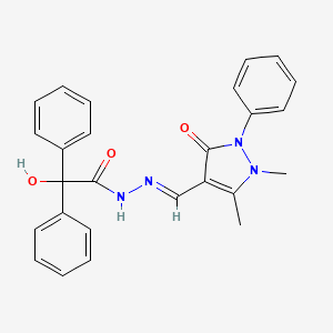 molecular formula C26H24N4O3 B5535460 N'-[(1,5-dimethyl-3-oxo-2-phenyl-2,3-dihydro-1H-pyrazol-4-yl)methylene]-2-hydroxy-2,2-diphenylacetohydrazide 