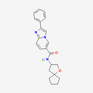 molecular formula C22H23N3O2 B5535464 N-1-oxaspiro[4.4]non-3-yl-2-phenylimidazo[1,2-a]pyridine-6-carboxamide 