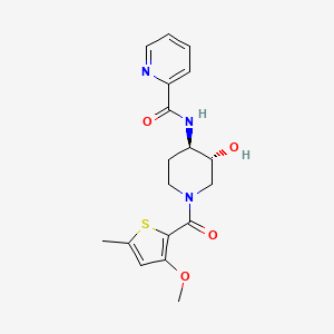 molecular formula C18H21N3O4S B5535482 N-{(3R*,4R*)-3-hydroxy-1-[(3-methoxy-5-methyl-2-thienyl)carbonyl]piperidin-4-yl}pyridine-2-carboxamide 