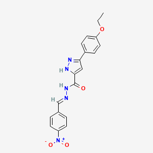 molecular formula C19H17N5O4 B5535490 3-(4-ethoxyphenyl)-N'-(4-nitrobenzylidene)-1H-pyrazole-5-carbohydrazide 