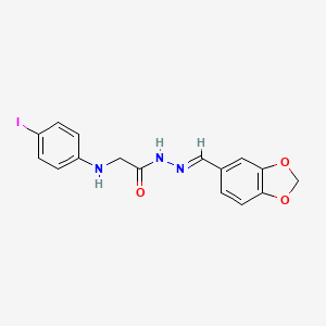 molecular formula C16H14IN3O3 B5535532 N'-(1,3-benzodioxol-5-ylmethylene)-2-[(4-iodophenyl)amino]acetohydrazide 