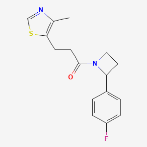 molecular formula C16H17FN2OS B5535545 5-{3-[2-(4-fluorophenyl)-1-azetidinyl]-3-oxopropyl}-4-methyl-1,3-thiazole 