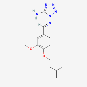 molecular formula C14H20N6O2 B5535563 N~1~-[3-methoxy-4-(3-methylbutoxy)benzylidene]-1H-tetrazole-1,5-diamine 