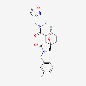 molecular formula C22H23N3O4 B5535587 (3aR*,6S*)-N-(isoxazol-3-ylmethyl)-N-methyl-2-(3-methylbenzyl)-1-oxo-1,2,3,6,7,7a-hexahydro-3a,6-epoxyisoindole-7-carboxamide 