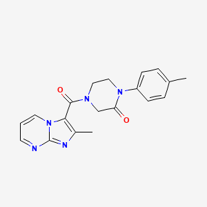 molecular formula C19H19N5O2 B5535596 4-[(2-methylimidazo[1,2-a]pyrimidin-3-yl)carbonyl]-1-(4-methylphenyl)-2-piperazinone 